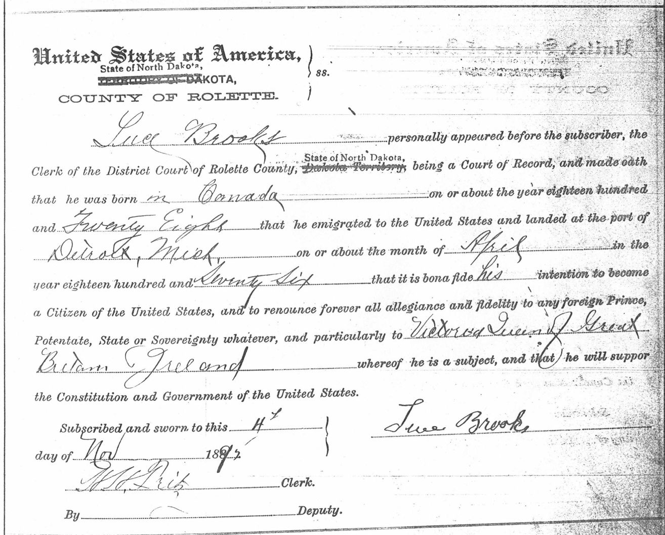  Luce Brooks 1st filing for US Naturalization